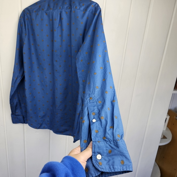 J. Crew Blue Slim Untucked Secret Wash Cotton Poplin Button Front Shirt Large - Picture 4 of 11